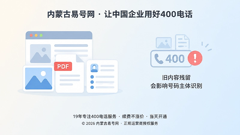旧网页、图片和PDF残留影响400电话主体识别的扁平插画