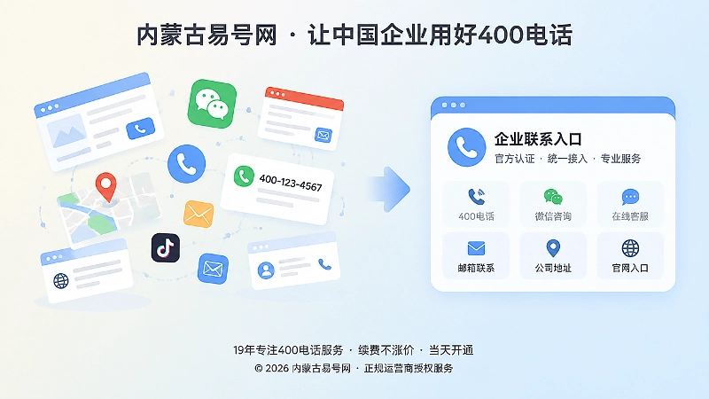 分散联系方式与统一400电话入口对比的扁平插画